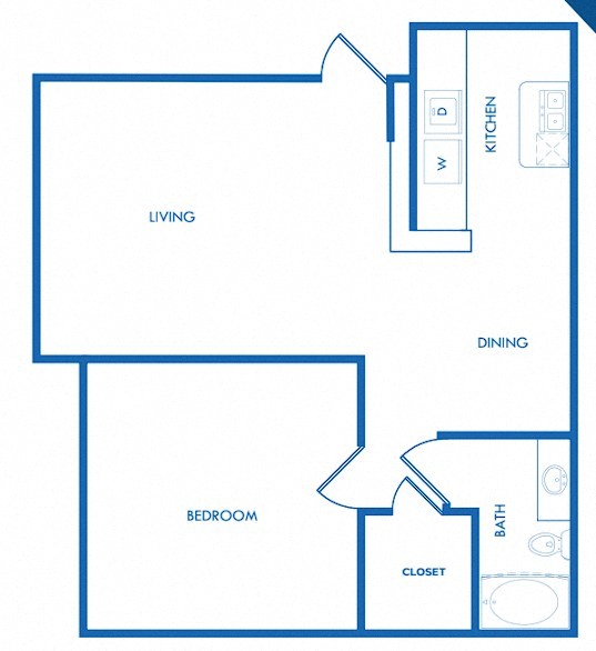 an illustration of a blueprint of a 1 bedroom floor plan